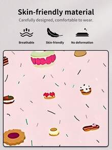 男士趣味甜点纸杯蛋糕印花平角内裤，柔软涤纶面料，可爱休闲家居服，生日派对及甜点主题礼物的完美之选 - 粉色 - 查看 5