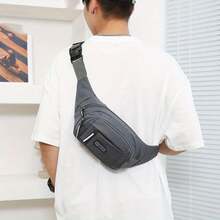Sports Fanny Pack With Adjustable Shoulder Strap And Zipper Closure - Lightweight Unlined Fanny Pack, Unisex, Black Lettered Design - Perfect For Hiking, Camping, Running, Traveling And Outdoor Activities, Hiking Accessories - 綠色 - 查看 4