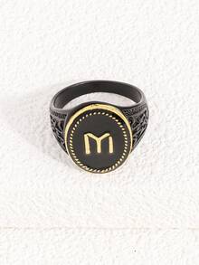 1枚锌合金双色男士戒指 - 彩色 - 查看 2