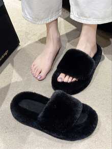 2026 New Women's Winter Thick Sole High Heel Fluffy Slippers, Furry House Slippers, Platform Office Slippers - Women's Slippers - View 3