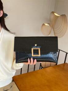 大容量手拿包，可装化妆品和手机，时尚派对/约会手提包，女士 - 黑色 - 查看 2