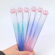 1pc Random Color/3PCS Mixed Color, Cute Cat Paw Ruler, 15cm Gradient Color Ruler, Student Stationery - Color - View 9