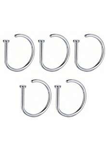 1/3/5个装 14K镀金D形朋克风鼻夹，不锈钢鼻中隔环，适合青少年佩戴 - 彩色 - 查看 6