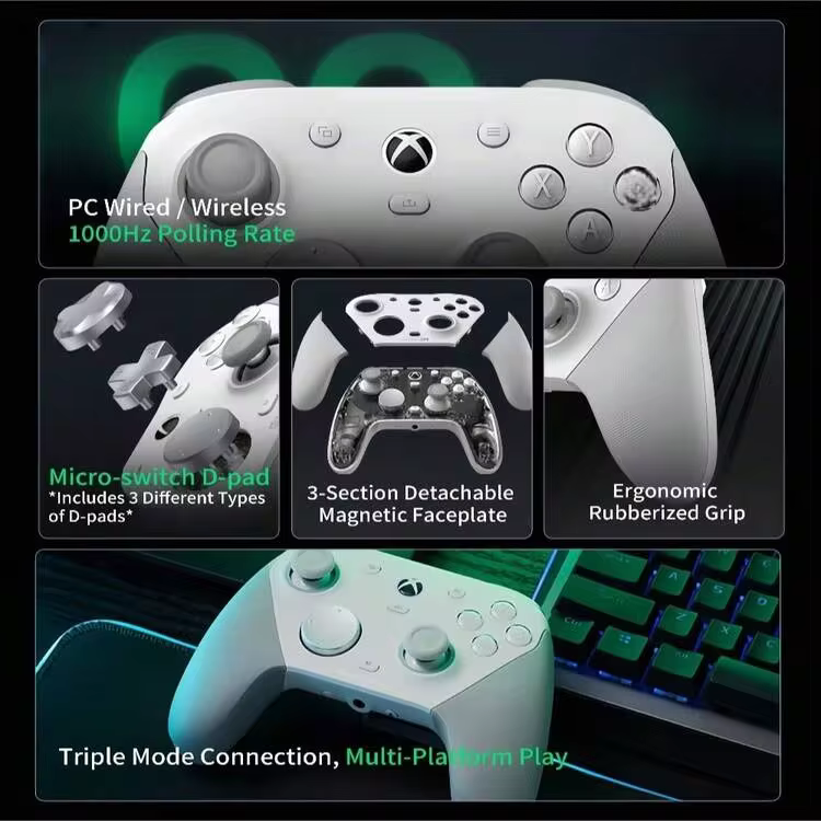 GAMESIR G7 Pro Elite 游戏手柄，霍尔效应摇杆，零死区，触觉反馈，可调节微动开关扳机，多平台兼容：PC/安卓/电视 - 查看 5