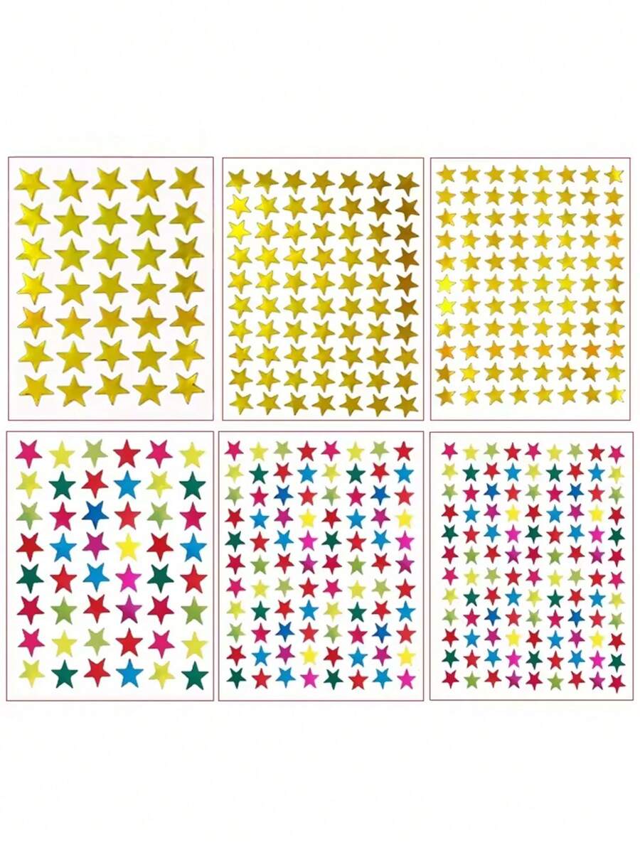 10pcs Star Stickers, Self-Adhesive Star Stickers, Student Reward Stickers, For Teachers, Students, Scrapbooking, DIY Cards, Small Gold Stars (0.8-1.6cm Diameter)