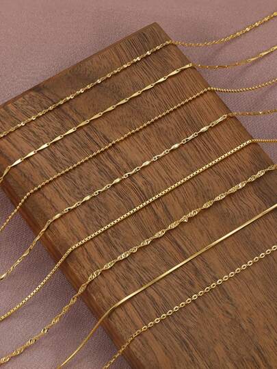 1条S925纯银项链，金色细链，女士低过敏性优雅锁骨链，长度40/45/50/55/60厘米，时尚银链，情人节礼物，周年纪念礼物，生日礼物，感恩节和圣诞节礼物