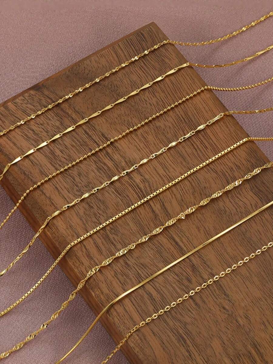 1 pièce Collier délicat pour femme en argent sterling S925 plaqué or, longueur optionnelle 40/45/50/55/60cm, hypoallergénique, chaîne élégante pour la clavicule, chaîne en argent à la mode, convient pour les cadeaux de la Saint-Valentin, l'anniversaire, l'anniversaire, Thanksgiving et Noël