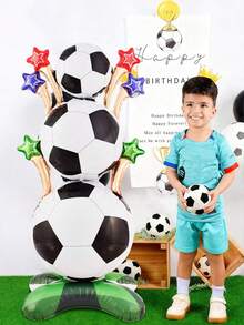 1PC/2Pcs Standing 5-Star Football, Football Balloon, Suitable For Football Field Decoration, Sports Theme Party Supplies, Birthday Party Decoration, Football Theme Party, Sports Event Party Supplies - Multicolor - View 5