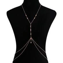 New Style Minimalist Sexy Rhinestone Body Chain Alloy Shell Pendant Metal Chain Waist Chain - Gold - View 11