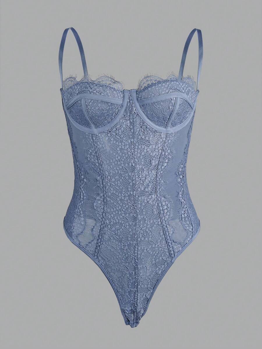 Sexy Lace Bodysuit With Spaghetti Straps, Waist Cinching, Fitted, Suitable For Party & Date Wear