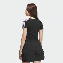 Adidas Women's S BABY TEE Short Sleeve T-Shirt Knitted Collarless Short TKB7753 - Black - View 3