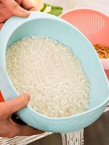 1pc Multi-Functional Plastic Rice Washing Bowl, Rice Washer, Vegetable Basket, Fruit & Vegetable Drainer - Suitable For Healthy Meal Prep And Efficient Kitchen Use, Practical Kitchen Tool - Multicolor - View 13