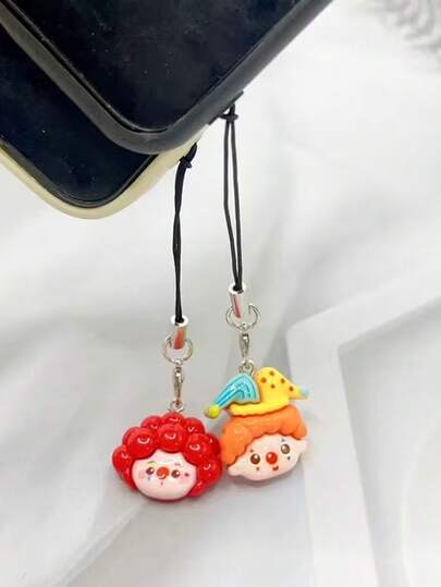 1pc Clown Phone Charm/Lanyard, Resin Clown Element Phone Strap, Camera Decor Chain, Bag Accessory, Minimalist Fashion Versatile Decoration, Great Gift For Friends And Girlfriends