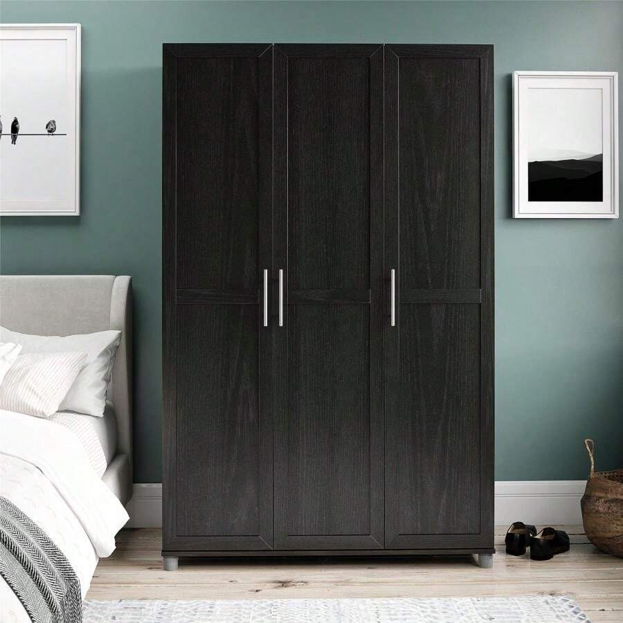 Camberly Framed 3 Door Wardrobe - Black1 - View 1