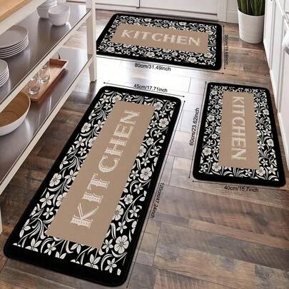 1Pc Classical Pattern And Text Design Plush Floor Mat, Soft Rectangle Absorbent Rug With Sfee Anti-Slip Backing For Kitchen And Living Room | Modern Home Decor, Cozy Bedroom Essentials, Minimalist Room Rug, Soft Touch Bath Mat, Apartment Entryway Decor, Durable Shaggy Carpet, Scandi Style Floor Pad, Sfee House Ornament, Securee Room Deco-Soft Flannel Bath Mat, Absorbent Floor Rug, Memory Foam Bathroom Rug, Non Slip Flannel Carpet, Aesthetic Area Rug, Machine Washable Bath Mat, Cute Pattern Floor Mat, Ultra Soft Bedside Rug, Modern Home Decor Mat, Anti Fatigue Flannel Rug