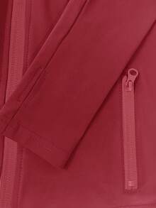 LovelyWholesale 女士休闲立领长袖纯色拉链修身上衣和瑜伽裤套装 春季服装 - 酒紅色 - 查看 4