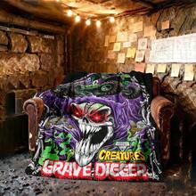 1PC 3D Monster Jam Monster Truck Cartoon Blanket, Edgy Gift For Motorsports Fans, Themed Man Cave Decor, Retro Sci-Fi Party Accent & Race Day Souvenir,Soft Throw Blanket For Home Bedroom Bed Sofa Picnic Travel Office Cover Blanket, Multiple Sizes 50x60 To 60x80 Inches - Nhiều màu 1 - Xem 3