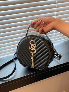 Round Design Lady Handbag Vintage PU Shoulder Bag For Women Fashion Clutch Purses Crossbody Bag Female Travel Totes - Black - View 5