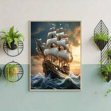 5D Diamond Painting Kit - Full Round Diamond, Boat Pattern, Acrylic Craft Set For Home Decor, Frameless Diamond Painting Craft Gift Set - round diamond - View 11
