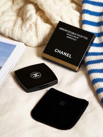 CHANEL 新款Ss26时尚双面小巧化妆镜，高光黑色便携式化妆镜