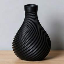 This Vase Features A Nordic-Style Spiral Design, Comes In Two Color Options, And Is Also A Modern Minimalist Decorative Item. It Is Highly Suitable For Flower Arrangement And Can Also Serve As A Decorative Piece, Making It Perfect For Entryways, Offices, And Bedrooms. - Black - View 2