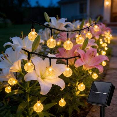 Solar Powered LED Bubble Ball Lights, 20/50/100 LEDs, 8 Modes, Waterproof For Outdoor Garden, Fence, Pathway, Perfect For Christmas & Party Decor