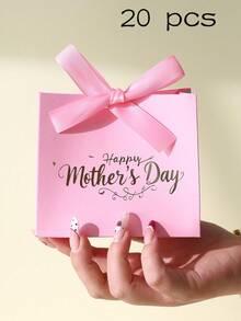 10个“母亲节快乐”迷你礼盒 - 小巧精致的糖果盒 - 粉白配色，烫金印刷 - 配有丝带蝴蝶结 - 非常适合包装巧克力、糖果、小礼物和派对小礼品 - happy mather s day - 查看 16
