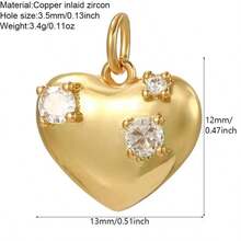 1个铜质时尚优雅迷你心形吊坠，DIY手链项链耳环首饰配件 - 彩色 - 查看 39