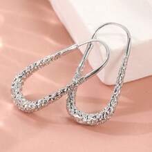 极简几何圈形耳环，经典复古女士耳环，适合日常休闲和派对佩戴，精致节日礼物 - 銀色 - 查看 7