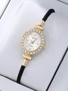1pc Elegant Quartz Watch And Jewelry Accessory Set, Featuring A Stylish Round Women's Wristwatch And Rhinestone Bracelet. - Multicolor - View 12
