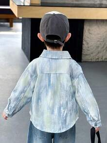 Boys' Letter Print Casual Shirt For Spring - Baby Blue - View 3