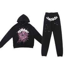 2026 Hip Hop Fashion Printed Hoodie, Loose Men's And Women's Hooded Sweatshirt Spider Web Fashion Hip-Hop Printed Flower Hoodie, European And American Brand Large-Sized Loose Men's And Women's Hooded Sweatshirt Set - 黑色 - 查看 1