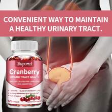 BUPORAI Cranberry 25000mg - With Vitamin C, Protect The Urinary Tract, Kidney Cleanse, Immune Support, Boost Immunity - 120pcs - Một chai - Giai đoạn dùng thử - Xem 6