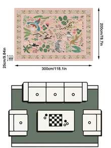 1件装现代优雅清新INS风地毯 - 野生动植物元素田园设计 - 柔软仿羊毛地毯，适用于浴室、厨房、玄关、走廊、床边、客厅、卧室，可机洗，家居装饰 - 彩色 - 查看 18