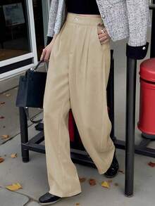 SV Wide Leg Striped Tailored Pantaloons - 杏 - 查看 2