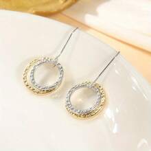 Handmade Hammered Earrings In Bohemian Style, Bi-Color Silver And Gold Design Earrings, Elegant Daily Accessories For Women - Two-color - View 5