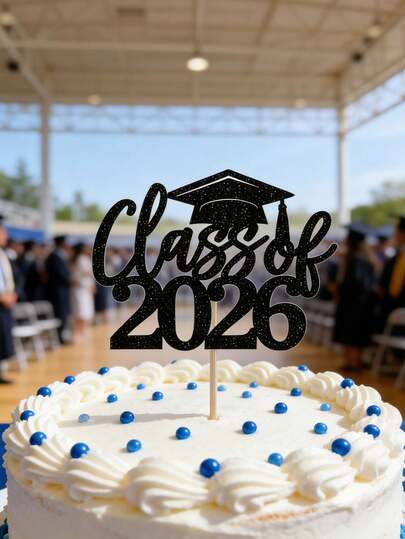 1pc 2026 Graduation Cake Topper, Graduation Party Celebration, Congratulations 2026 Graduation Cake Decor, Suitable For High School Graduation Party Cake Decoration, Party Supplies, 2026 Graduation Theme Party, 2026 Graduation Theme Cake Party
