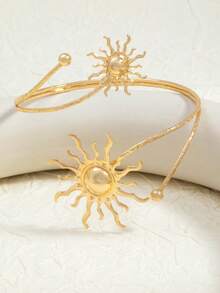 1pc Fashionable & Elegant Women's Arm Cuff Bracelet, Suitable For Summer Beach, Wedding, Party - Gold - View 3