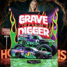 1PC 3D Monster Jam Monster Truck Cartoon Blanket, Edgy Gift For Motorsports Fans, Themed Man Cave Decor, Retro Sci-Fi Party Accent & Race Day Souvenir,Soft Throw Blanket For Home Bedroom Bed Sofa Picnic Travel Office Cover Blanket, Multiple Sizes 50x60 To 60x80 Inches - Nhiều màu 20 - Xem 5