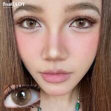 Freshlady 1 Pair Soft Natural Eye Lenses, Suit For Daily Wear, Work, School & Dating, Yearly Use, 14.2mm - Brown - View 5