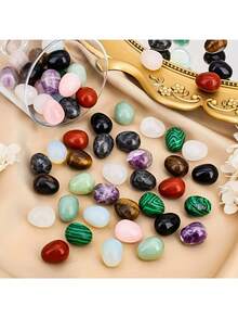 10颗/1颗复活节彩蛋形状天然水晶石，材质多样，椭圆形装饰石，家居装饰，风水摆件，水晶疗愈石，收藏级宝石工艺品，桌面镇纸，礼品，抛光水晶，DIY装饰，适用于家居装饰、桌面配件、水族箱装饰，馈赠亲友，生日礼物 - 查看 6