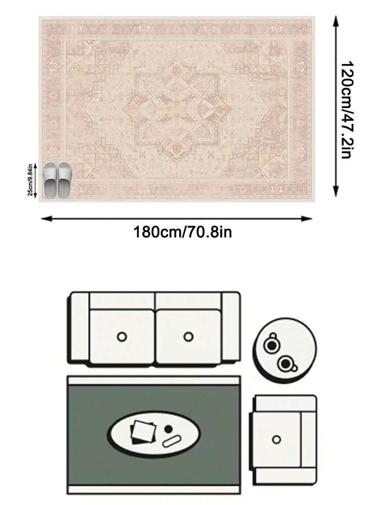 1pc Vintage Bohemian- Floral Striped Soft Faux Wool Area Rug/Carpet, Suitable For Bathroom, Kitchen, Entryway, Hallway, Bedside, Living Room, Bedroom, Machine Washable, Home Decor - Multicolor - View 15