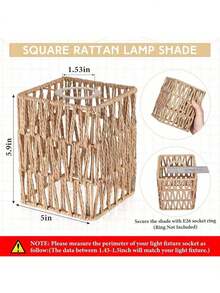 1个波西米亚风格藤编吊灯灯罩 - 手工编织现代藤编吊灯灯罩 - 农舍风格吸顶吊灯罩，优雅的编织纸绳，别致的装饰照明，适合办公室或家居，营造氛围的现代吊灯艺术设计 - 麻繩燈罩 - 查看 18