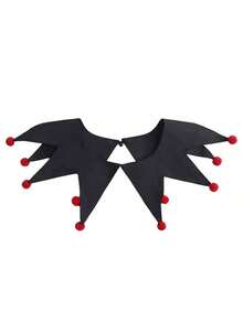 1 Pc Retro Dramatic Clown Style Fake Collar, Circus Performance Costume Accessories Party Male And Female Roles Cute Outfit With Fairy Tale Style, Versatile With Fur Ball, Fake Collar - màu đen - Xem 8