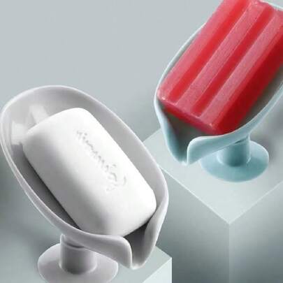 1 khay đựng xà phòng hình hoa sen sáng tạo có đế hút, không cần khoan, dùng cho phòng tắm và nhà vệ sinh, có lỗ thoát nước.