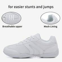 Women's White Cheerleading Shoes, Non-Slip Cheerleading Dance Shoes For Girls, Teenagers, Team Training And Competition - White - View 2