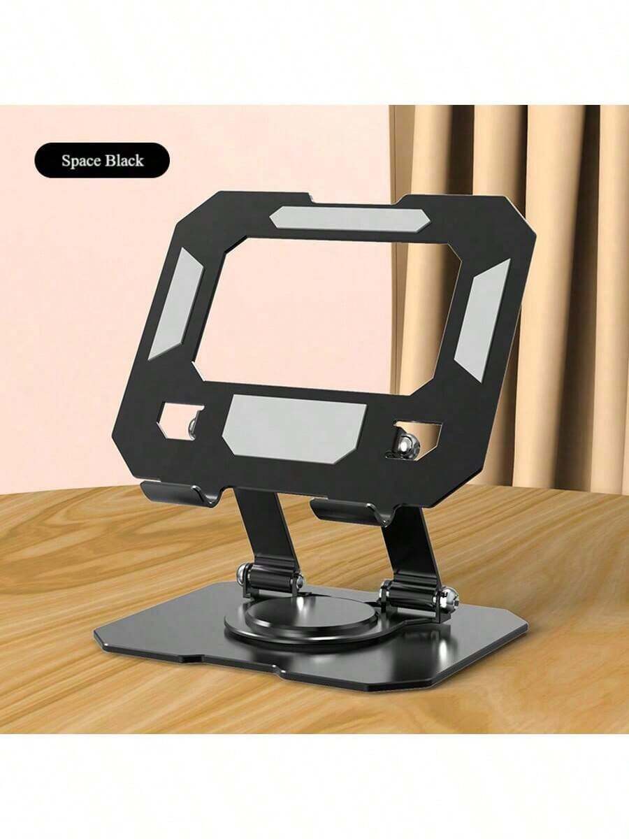 可旋转折叠金属桌面支架，适用于 iPad、平板电脑、笔记本电脑、直播、学习、狂欢观看、冷却平板电脑支架 - 黑色 - 查看 1