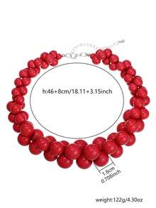 PHCOO 1 chiếc vòng cổ nhựa đính hạt tròn tối giản kiểu cổ điển, phụ kiện không thể thiếu cho váy mùa hè. - màu xanh lá - Xem 9