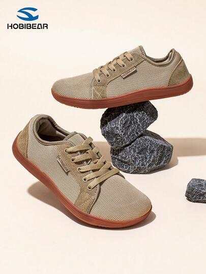 HOBIBEAR 加大码男士极简赤足鞋，软底透气网面休闲步行运动鞋，男女通用旅行跑步鞋