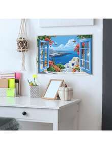 1 miếng dán tường hình cửa sổ biển sống động như thật, tạo ảo giác như tranh vẽ trên cửa sổ, chất liệu PVC tự dính, có thể tháo rời, phù hợp cho phòng ngủ, phòng khách hoặc ký túc xá, decal dán tường mang phong cách khu nghỉ dưỡng ven biển, thiết kế tầm nhìn ra biển, ngay lập tức biến bức tường bình thường thành khung cảnh đại dương tuyệt đẹp. - Cảnh biển nhìn qua cửa sổ giả - Xem 4